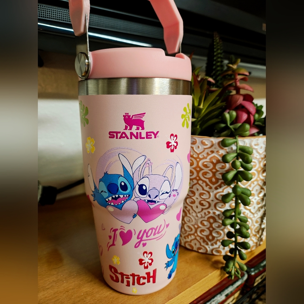 Stanley Pink Tumbler with Cartoon Design - Picture 2 of 7